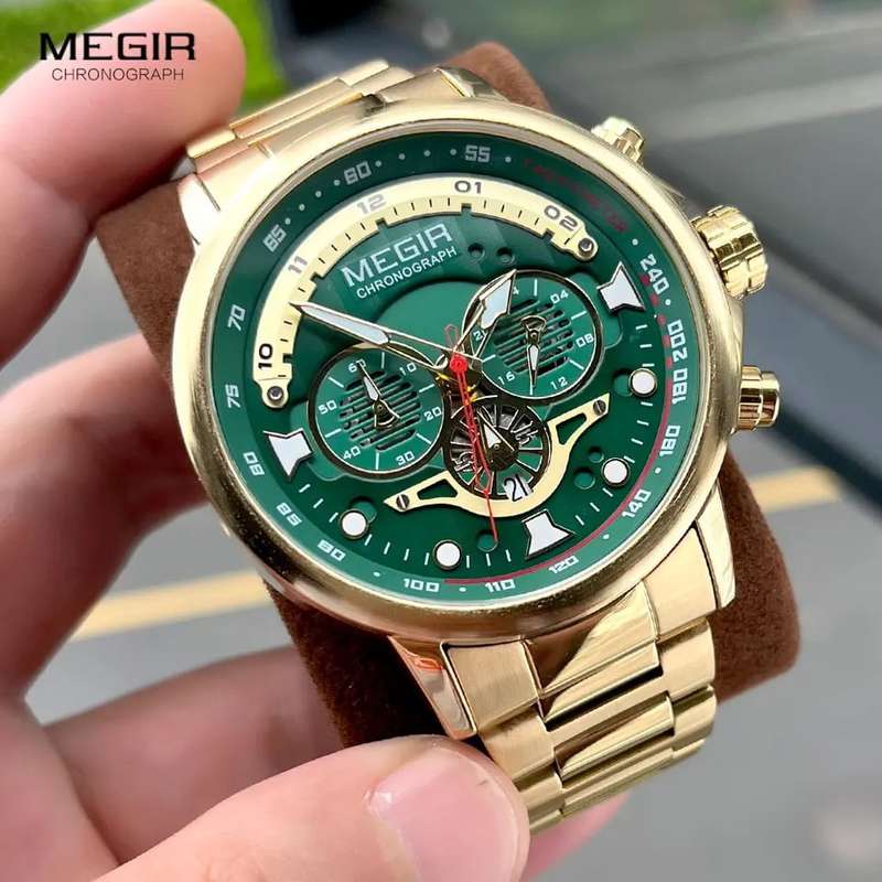 Megir 2223 Mens Chronograph Watch - Gold