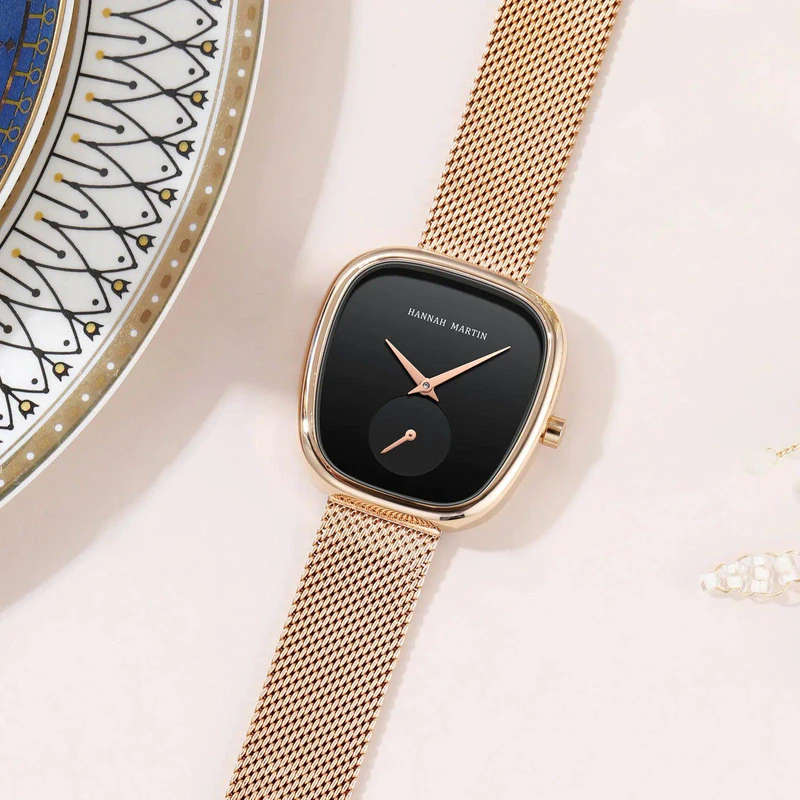 Hannah Martin 1251 Womens Watch - Rose Gold/Black