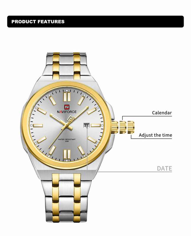 Naviforce 9226 Mens Watch - Silver/Gold