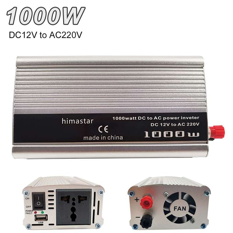 1000 Watts 12v DC to 220v AC Inverter  - 1000W Peak Power 12V Inverter