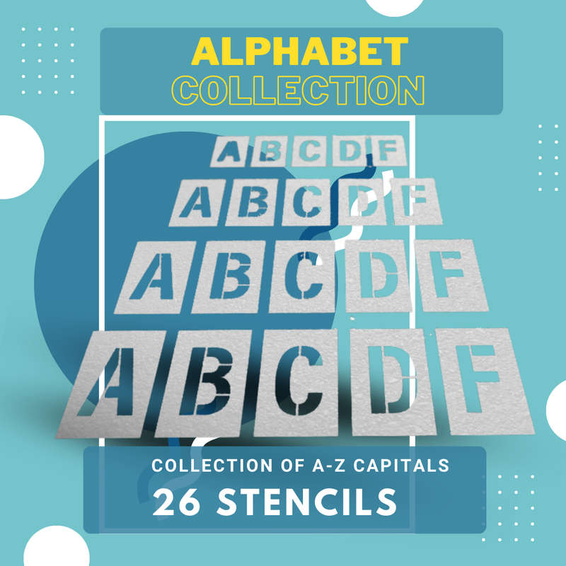 Alphabet (26pc) Precision Art Stencil: Durable & Reusable PVC Design (10cm x 15cm, 150 micron)
