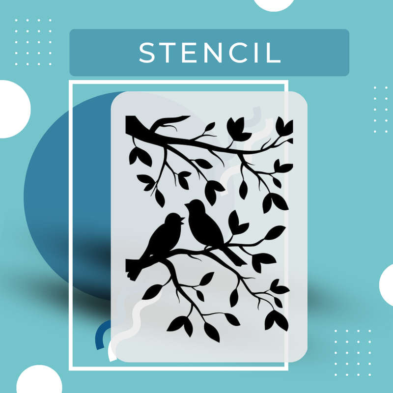 Birds/Tree Precision Art Stencil: Durable & Reusable PVC Design (10cm x 15cm, 150 micron)