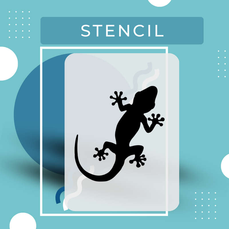 Gecko/Lizard Precision Art Stencil: Durable & Reusable PVC Design (10cm x 15cm, 150 micron)