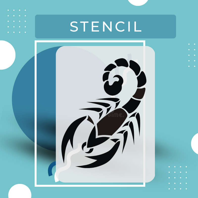 Scorpion Precision Art Stencil: Durable & Reusable PVC Design (10cm x 15cm, 150 micron)