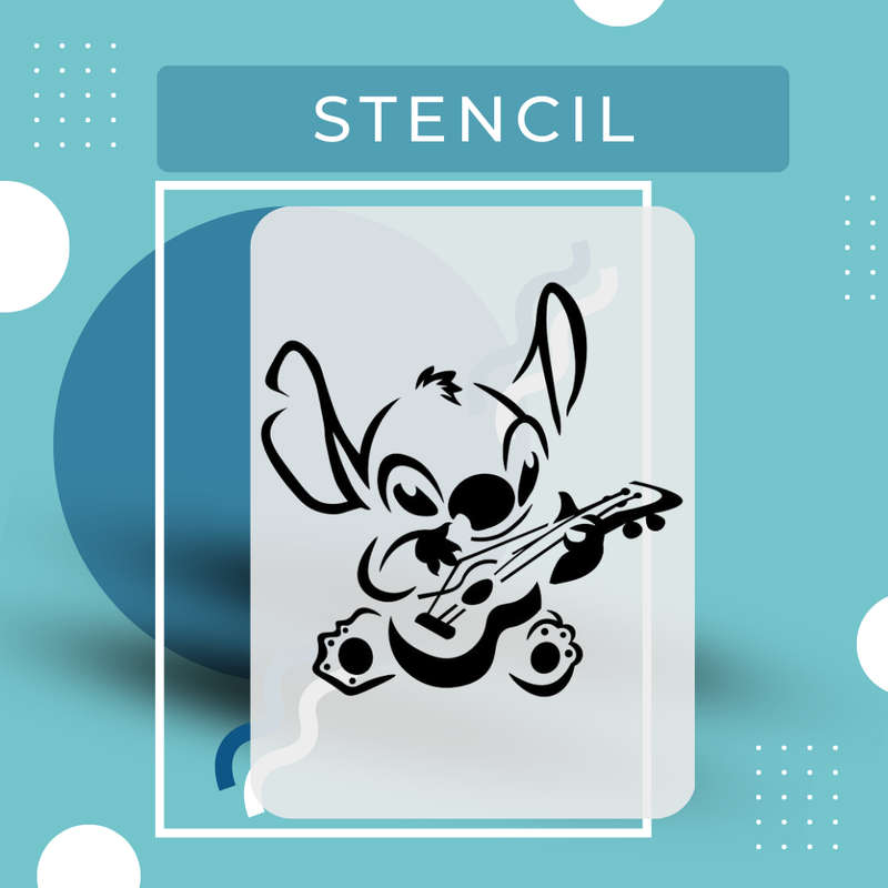 Stitch (Lilo and Stitch) Precision Art Stencil: Durable & Reusable PVC Design (10cm x 15cm, 150 m...