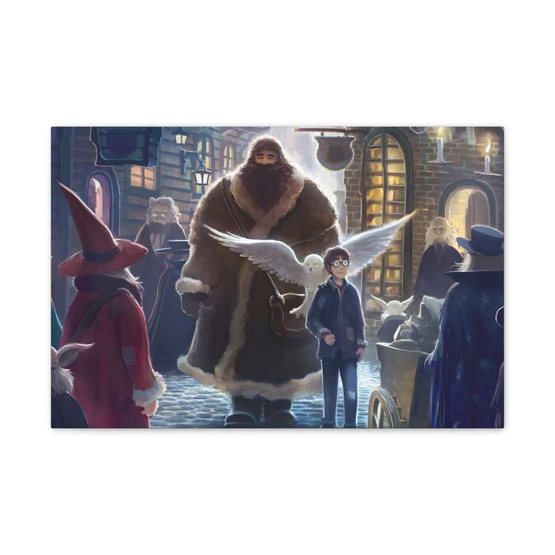 Diagon Alley (Harry and Hagrid) Painting Printed on A2 Stretched Canvas 24" x 18"