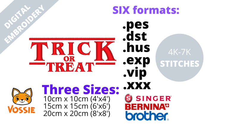 Trick-or-Treat Halloween Digital Embroidery Design (.pes .dst .hus .exp .vip .xxx)