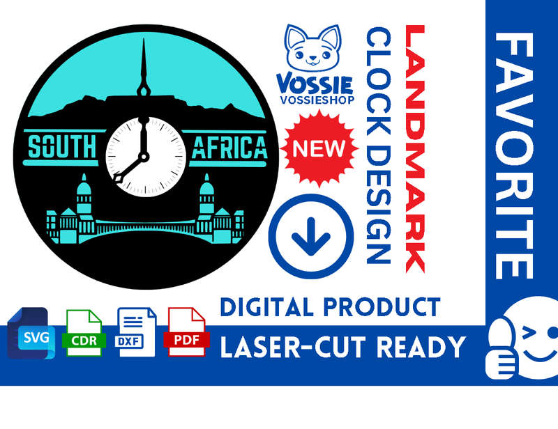 South Africa Table Mountain, Union Buildings Clock Laser-Cut Digital Design | SVG, Dxf, CDR, Pdf ...