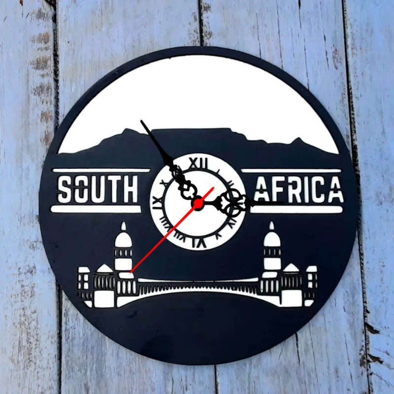 South Africa Laser Cut Theme Clock: Unique 30cm Diameter Timepiece with Easy Mounting
