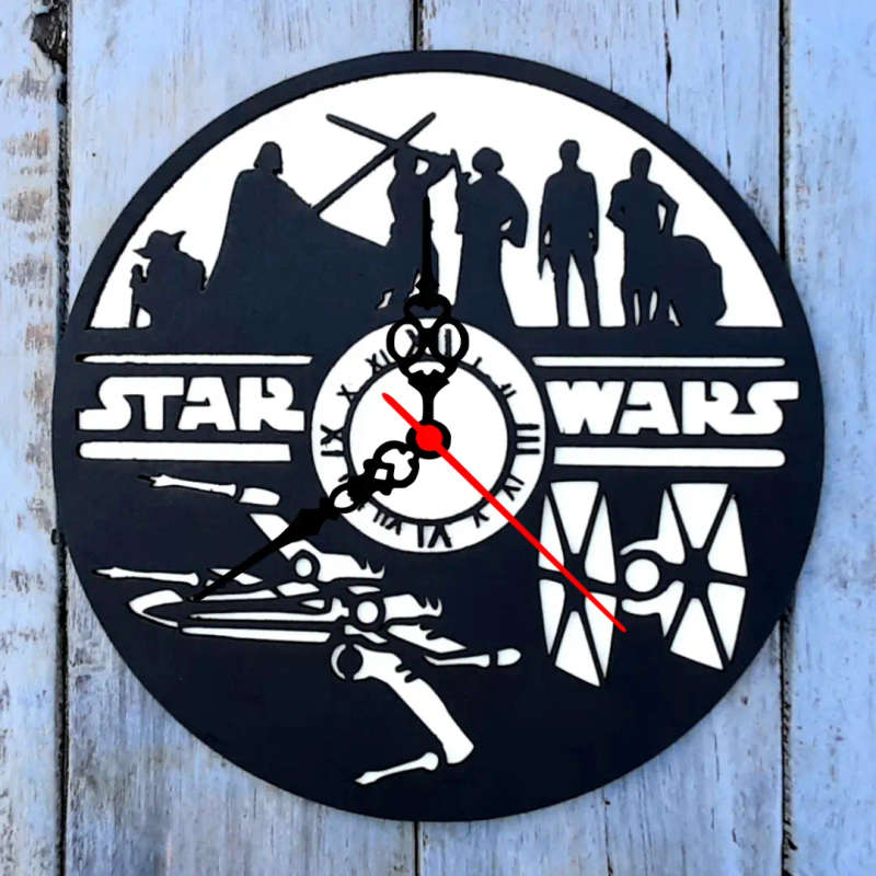 Star Wars Laser-Cut Theme Clock: Unique 30cm Diameter Timepiece with Easy Mounting