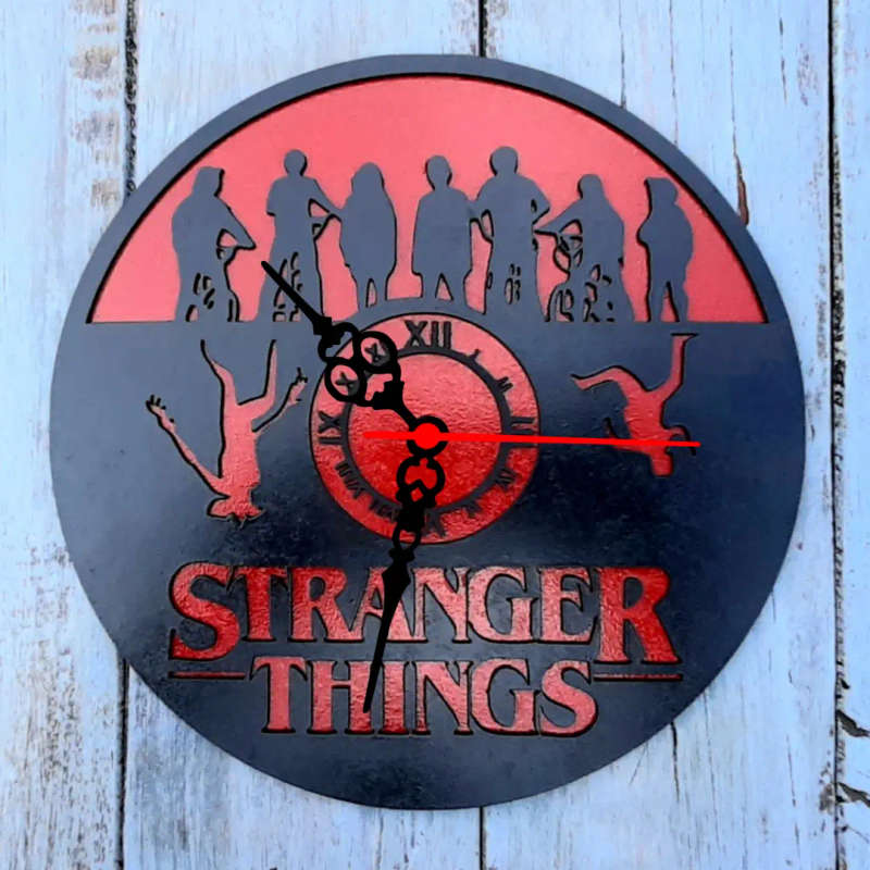 Stranger Things Laser-Cut Theme Clock: Unique 30cm Diameter Timepiece with Easy Mounting