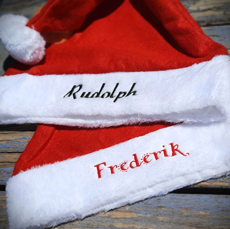 Personalized Red Santa Christmas Hat with Custom Embroidery - Add Your Name and Choose Red or Gre...