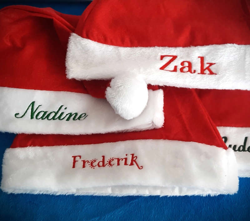 Personalized Red Santa Christmas Hat with Custom Embroidery - Add Your Name and Choose Red or Gre...