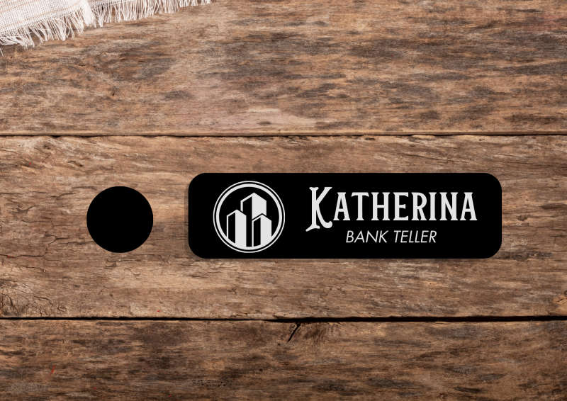 Custom Engraved Name Badges (75mmx25mm) with Neodymium Magnets - Customizable Colours | 1.3mm Thi...