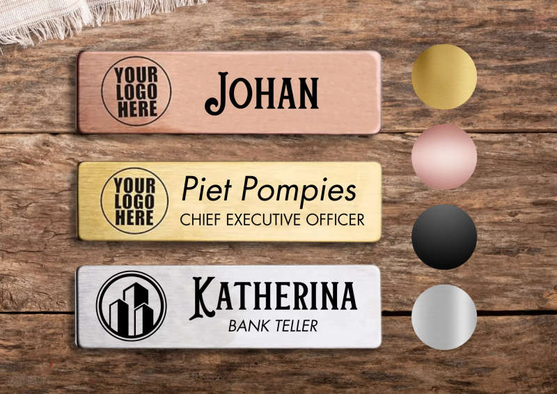 10 Pack Custom Engraved Name Badges (75mmx25mm) with Neodymium Magnets - Customizable Colours | 1...