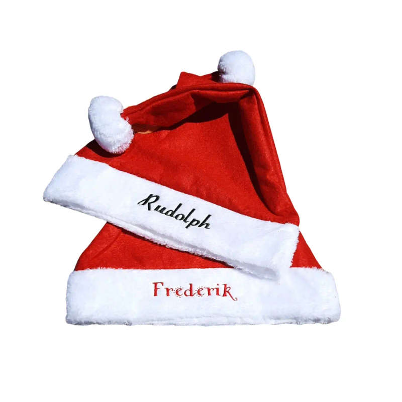 Personalized Red Santa Christmas Hat with Custom Embroidery - Add Your Name and Choose Red or Gre...
