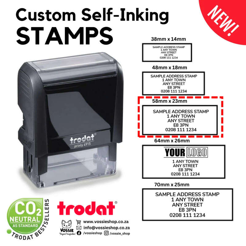 Personalized Trodat Printy Self-Inking Stamp with Custom Artwork (Black Ink)