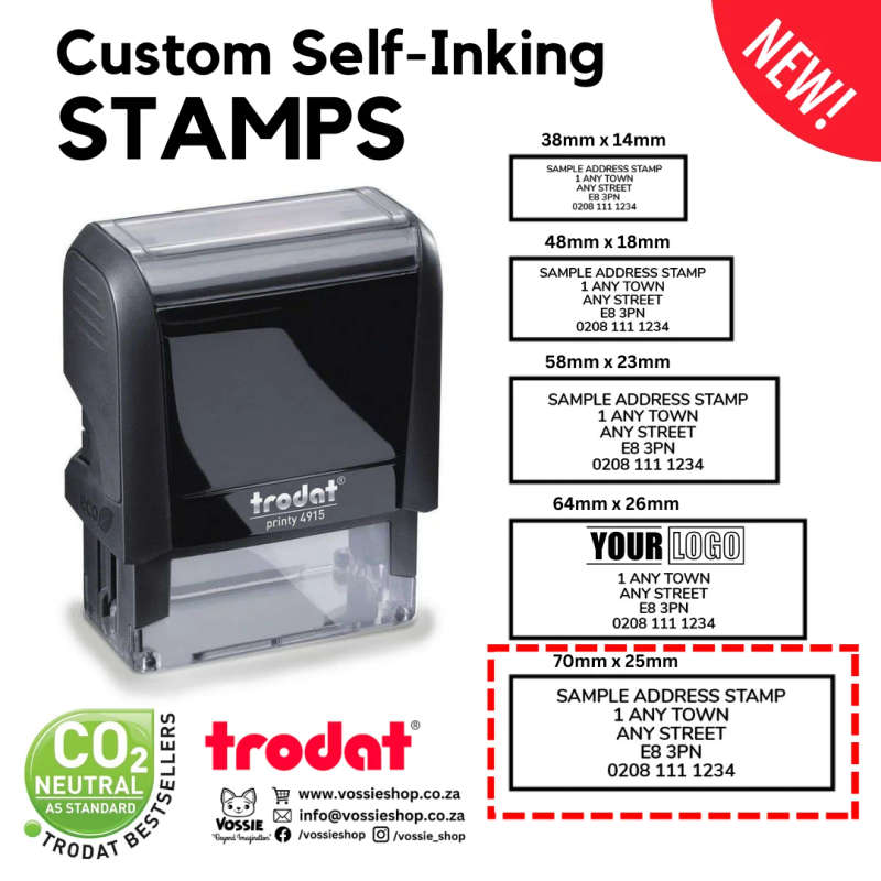 Personalized Trodat Printy Self-Inking Stamp with Custom Artwork (Black Ink)