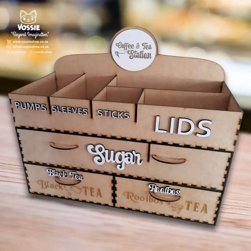 Hot Beverage Station Organizer for Coffee and Tea  Perfect for Meetings, Markets, and Canteens