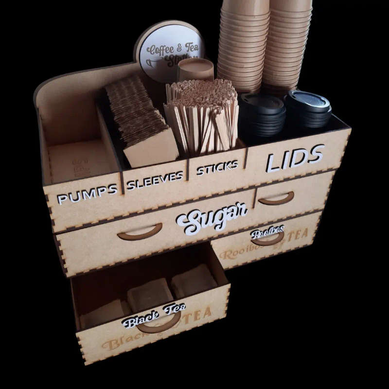 Hot Beverage Station Organizer for Coffee and Tea  Perfect for Meetings, Markets, and Canteens