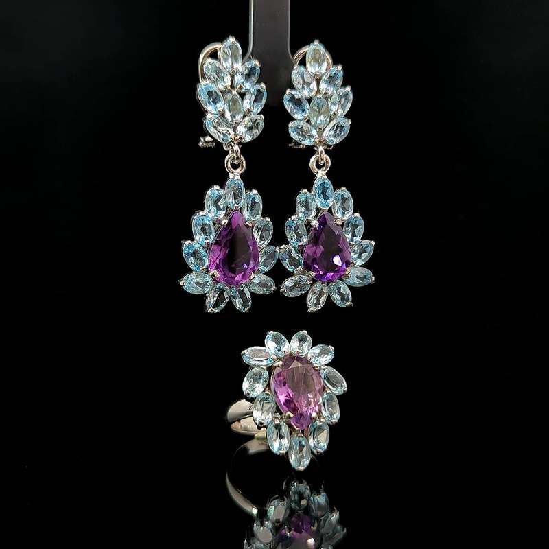 Tacita - Amethyst and Sky Blue Topaz