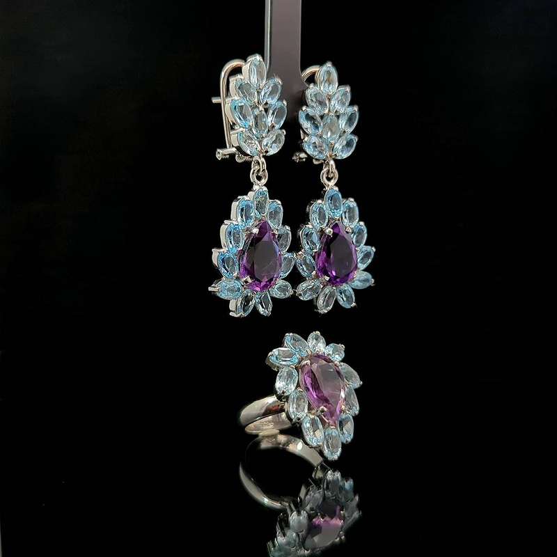 Tacita - Amethyst and Sky Blue Topaz