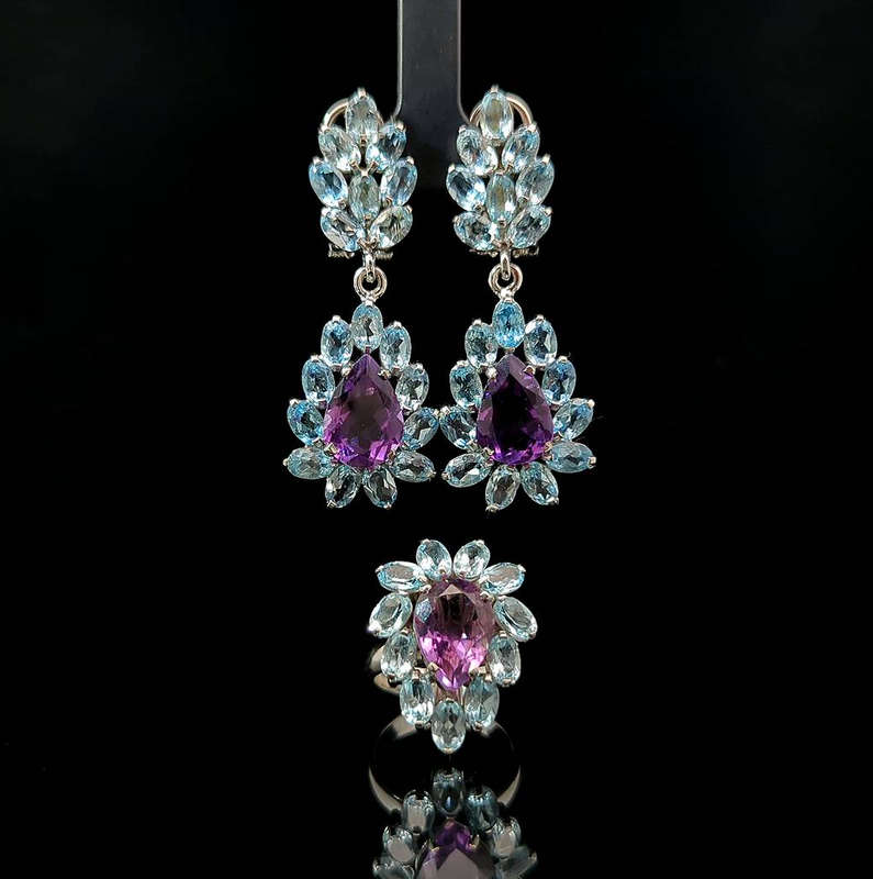 Tacita - Amethyst and Sky Blue Topaz