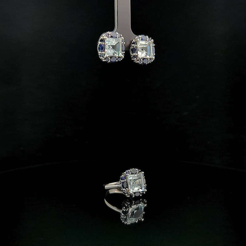 Ramona - White Topaz and Blue Sapphires