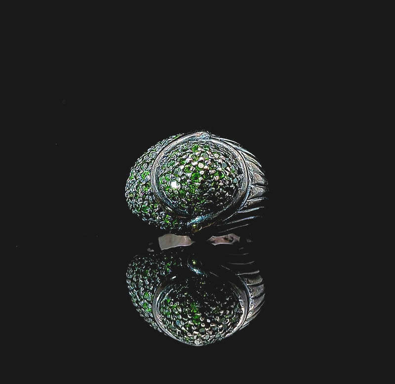 Vulcan - Black Rhodium Plated with Chrome Diopside