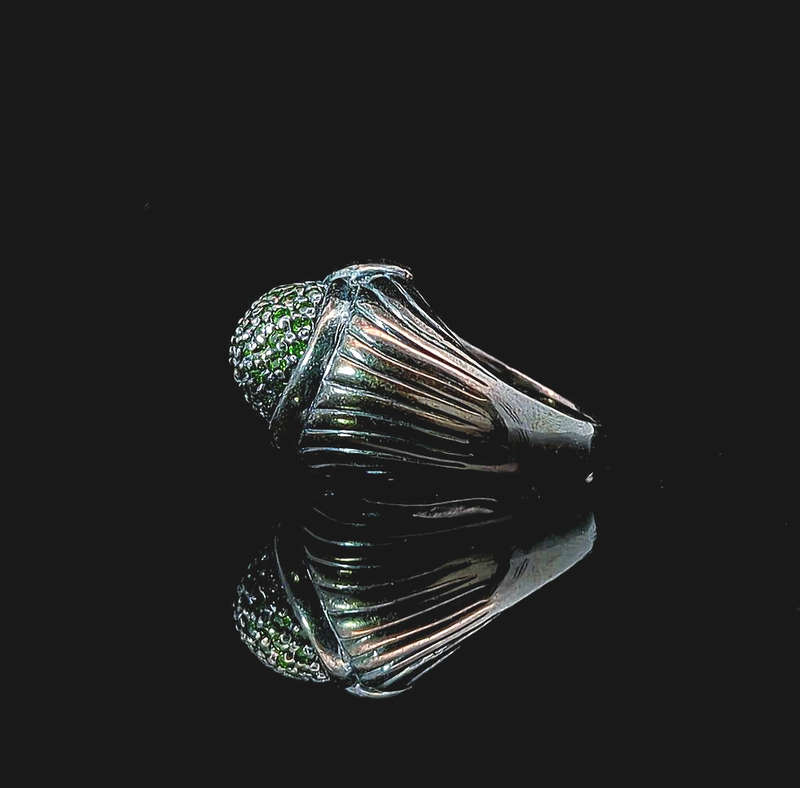 Vulcan - Black Rhodium Plated with Chrome Diopside