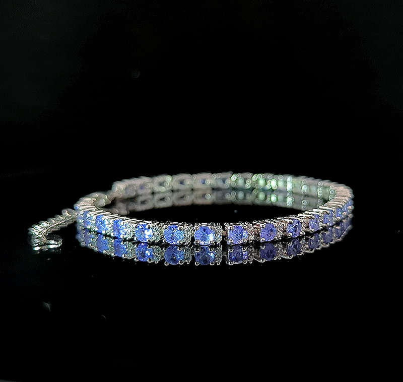 Round Tennis Bracelet - Tanzanite and Quartz