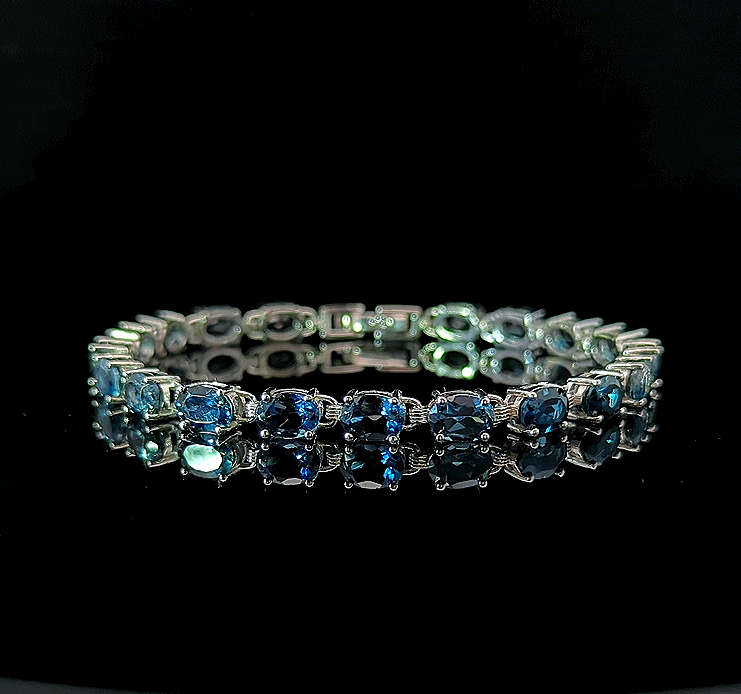 Oval Tennis Bracelet - London Blue Topaz