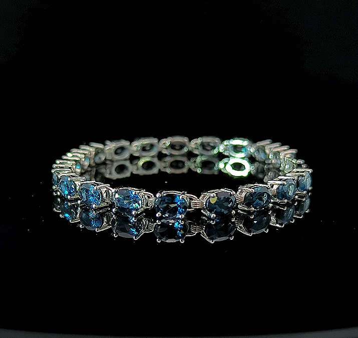 Oval Tennis Bracelet - London Blue Topaz