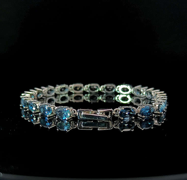 Oval Tennis Bracelet - London Blue Topaz
