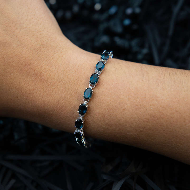 Oval Tennis Bracelet - London Blue Topaz