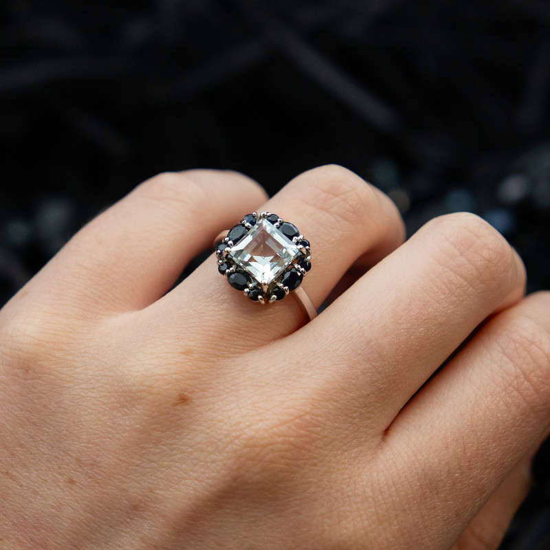 Ramona - White Topaz and Blue Sapphires