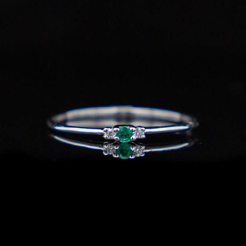 Katharine White - 18ct White Gold with 0.04ct Natural Diamonds and 0.04ct Emerald