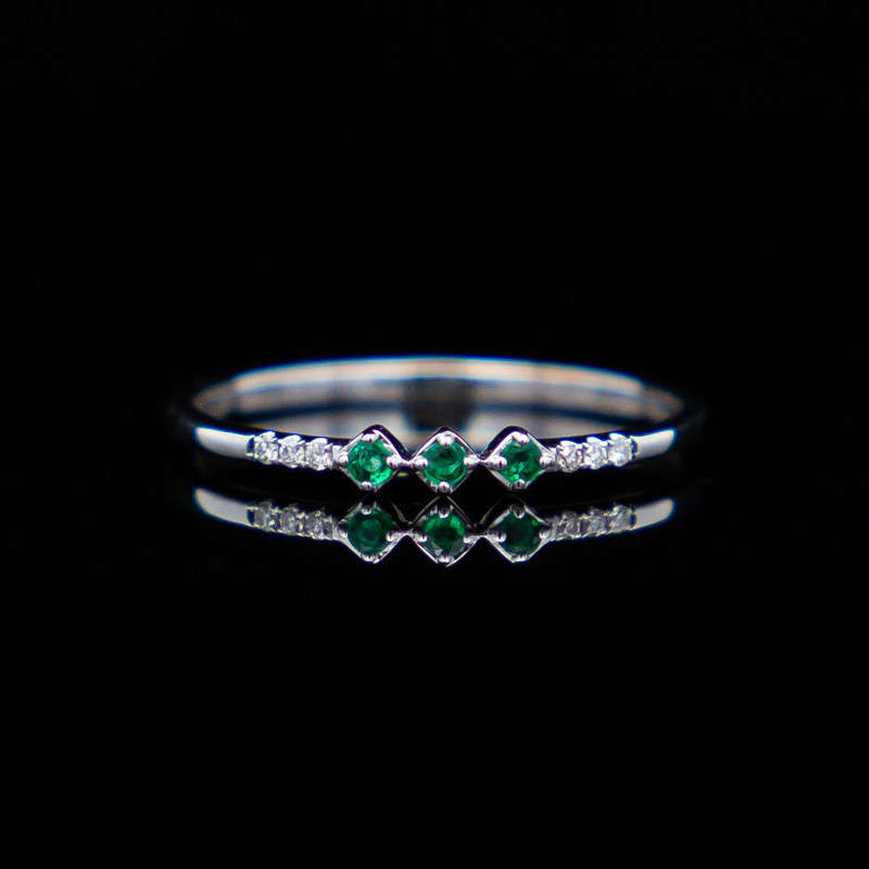 Yuliana - 18ct White Gold with 0.15ct Emeralds & 0.144ct Natural Diamonds