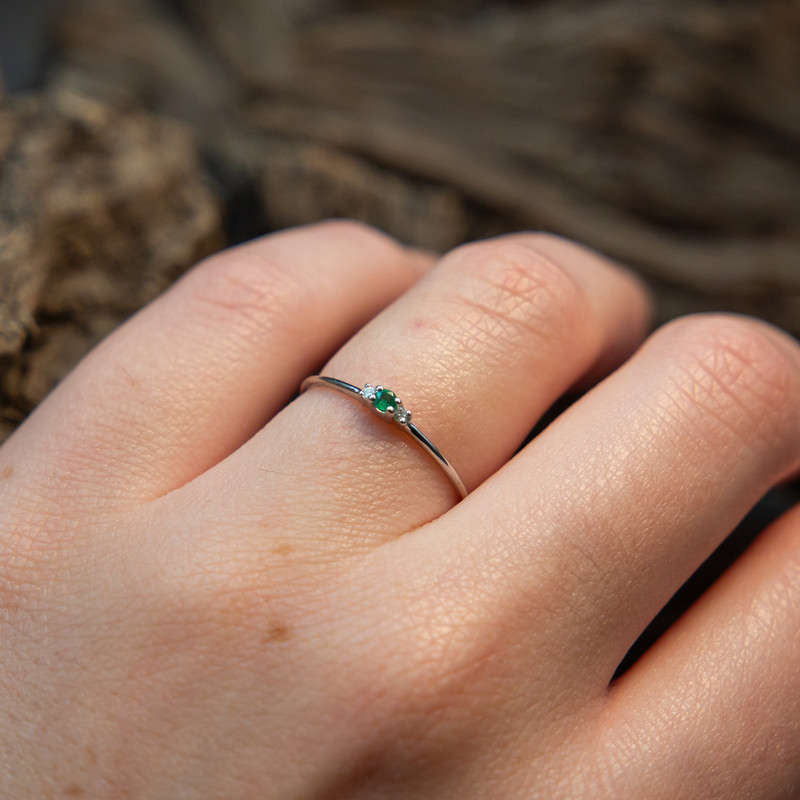 Katharine White - 18ct White Gold with 0.04ct Natural Diamonds and 0.04ct Emerald