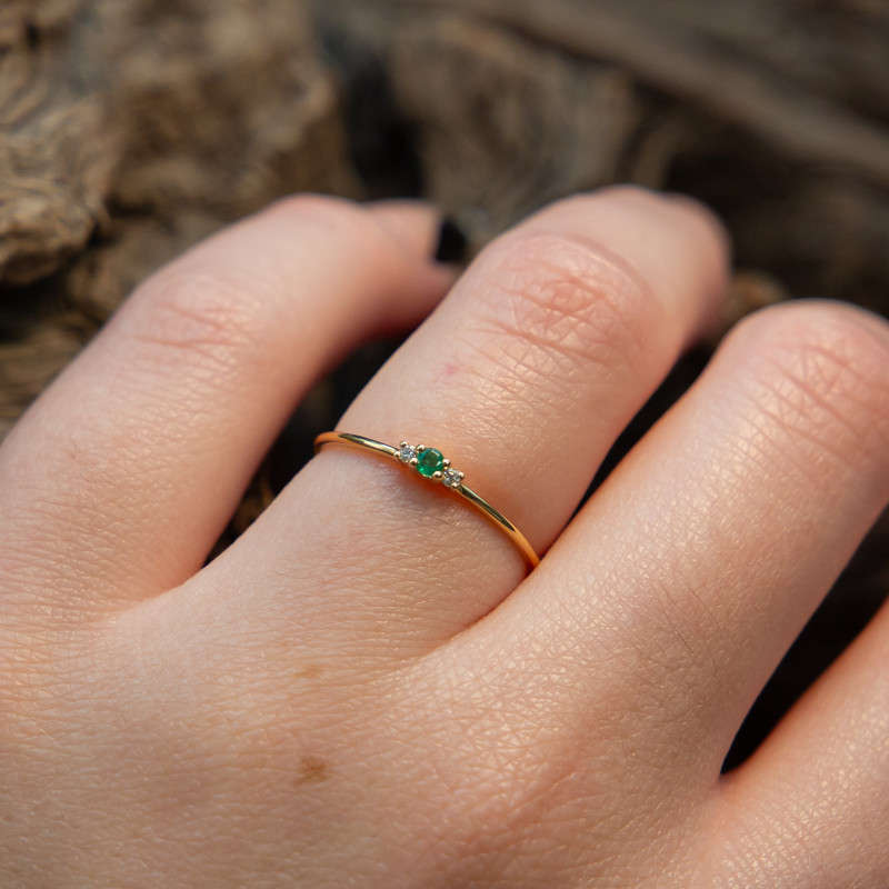 Katharine Yellow - 18ct Yellow Gold with 0.04ct Natural Diamonds and 0.04ct Emerald