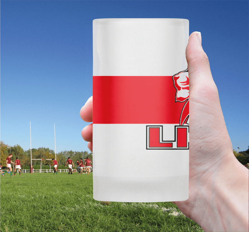 LIONS Rugby Frosted Glass Beer Mug - TRADITIONAL