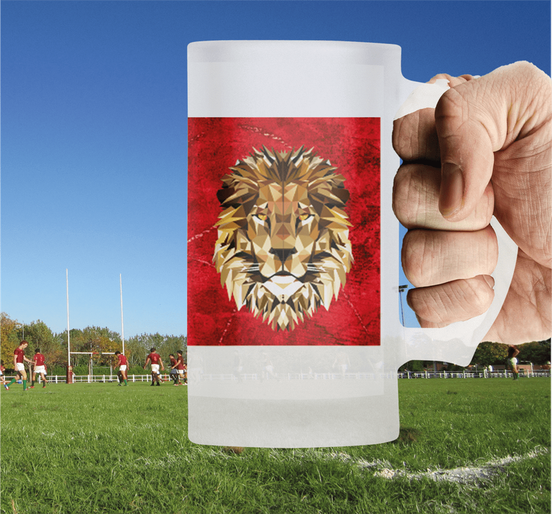 LIONS Rugby Frosted Glass Beer Mug - #LIONSPRIDE