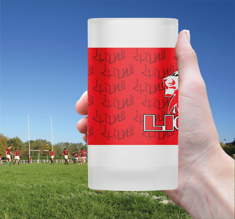 LIONS Rugby Frosted Glass Beer Mug - 2023/24 Jersey