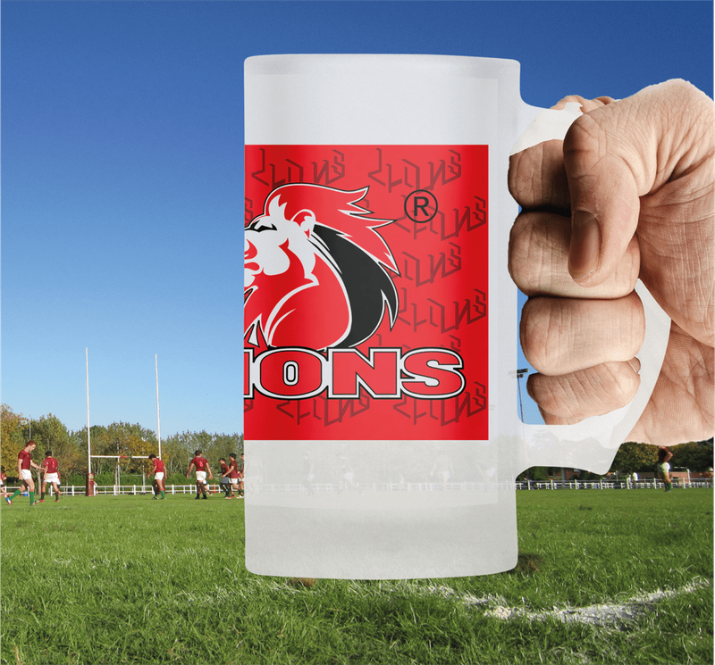 LIONS Rugby Frosted Glass Beer Mug - 2023/24 Jersey