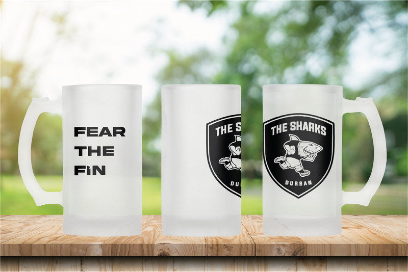 The SHARKS Rugby Frosted Glass Beer Mug