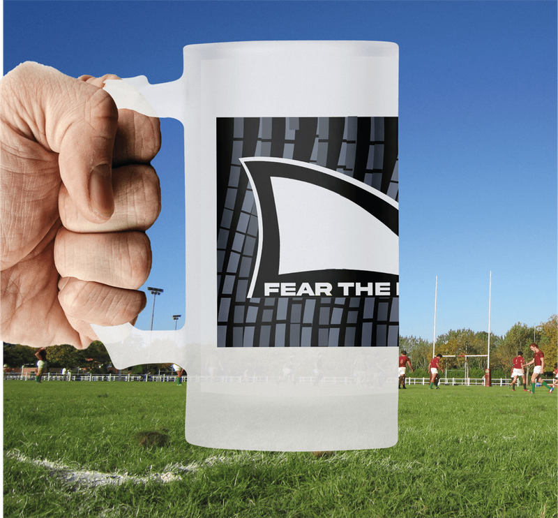 The SHARKS Rugby Travel Jersey Frosted Glass Beer Mug
