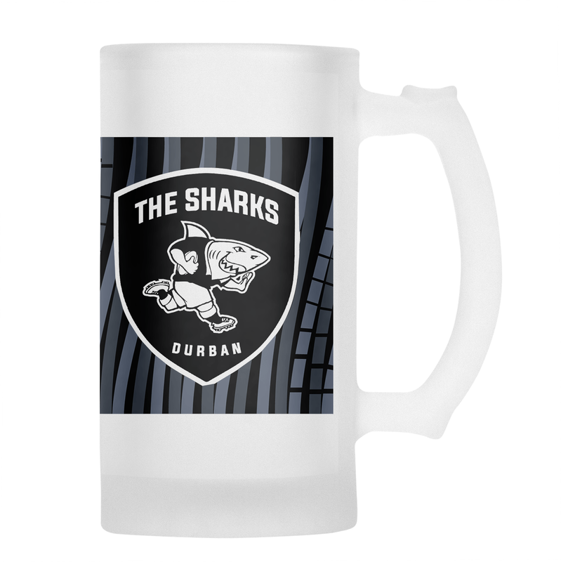 The SHARKS Rugby Travel Jersey Frosted Glass Beer Mug