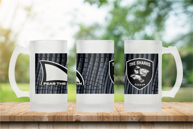 The SHARKS Rugby Travel Jersey Frosted Glass Beer Mug
