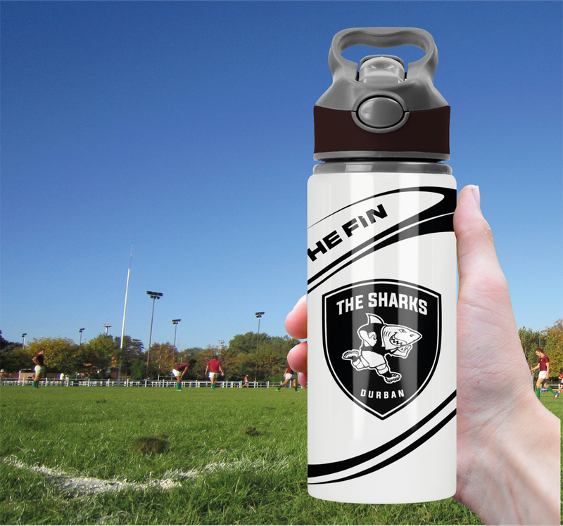 The SHARKS Rugby Flip Top Spout Sports Water Bottle