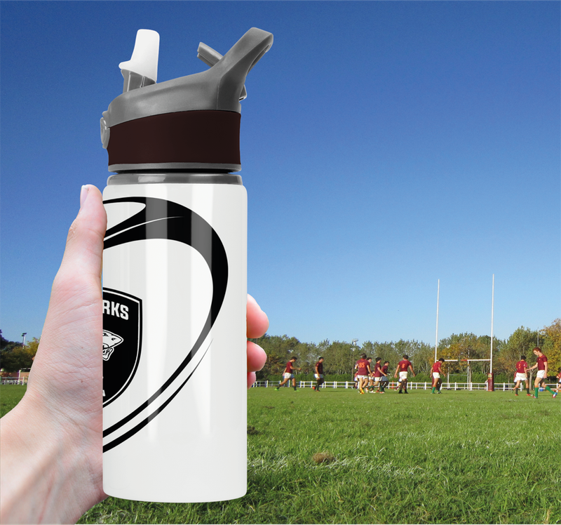 The SHARKS Rugby Flip Top Spout Sports Water Bottle